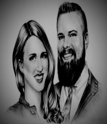 Custom handmade couple pencil portrait