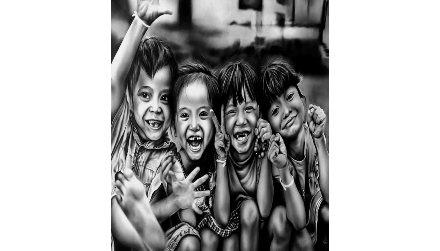 friends customized portrait Painting from different/multiple photo
