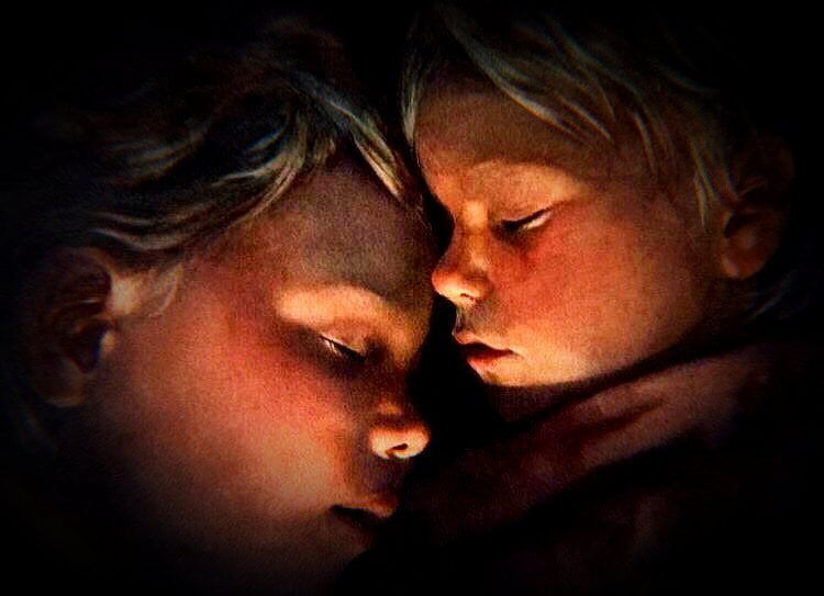 TWO BABY ACRYLIC portrait PAINTING