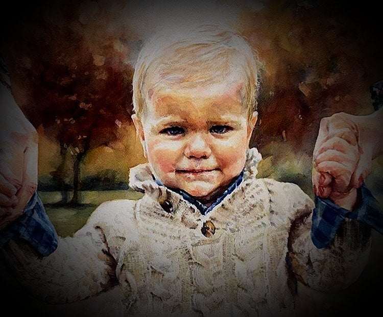 babies with parents ACRYLIC portrait