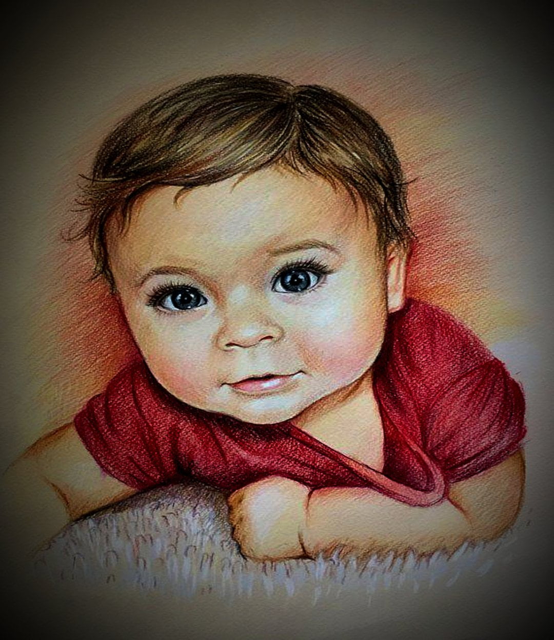 Baby Colored Pencil Portrait Sketch