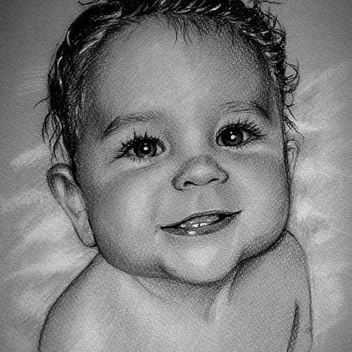 CUTE PENCIL COLOR BABY PORTRAIT SKETCH