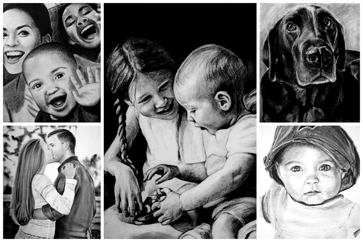 Photos to CHARCOAL paintings COLLAGE GALLERY