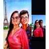 Handpainted Couple Colored Pencil portrait Painting