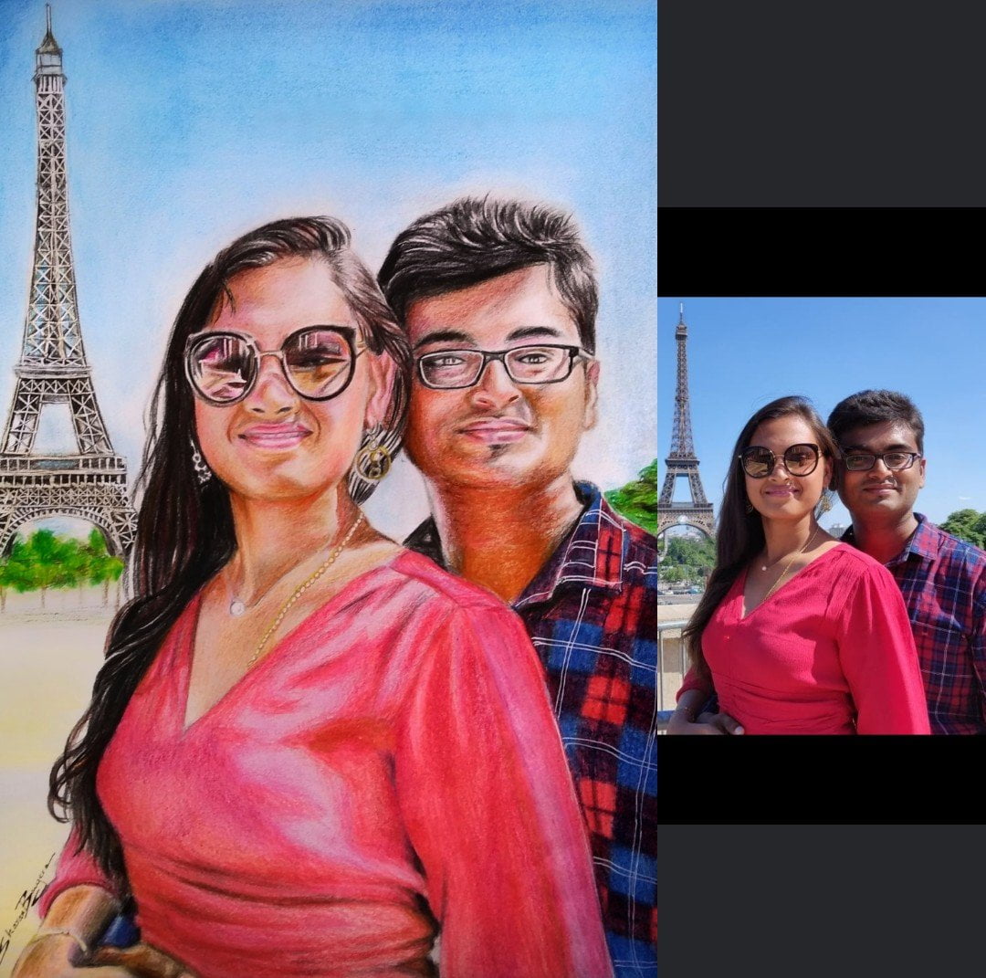 couple colored pencil drawing