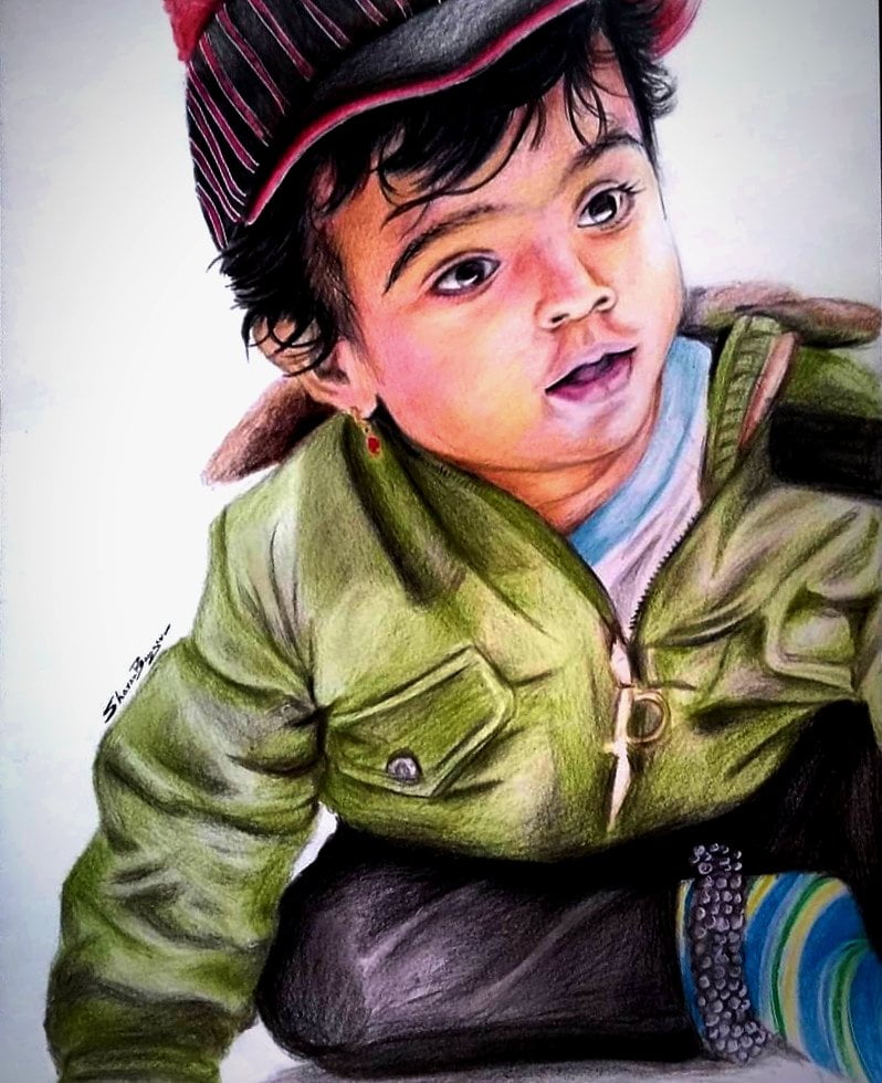 custom CHILD color pencil sketch