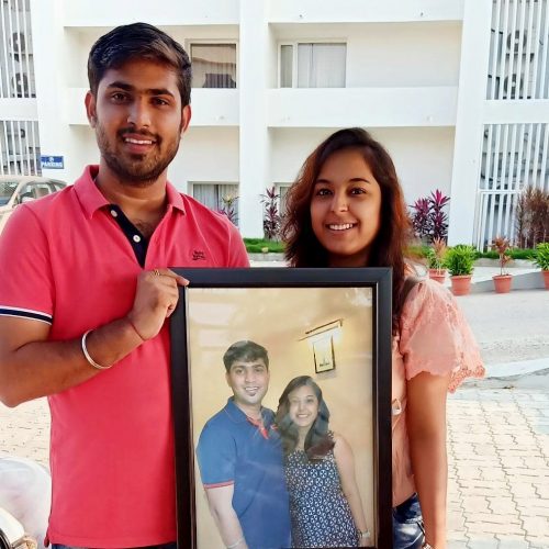 happy couple acrylic portraits