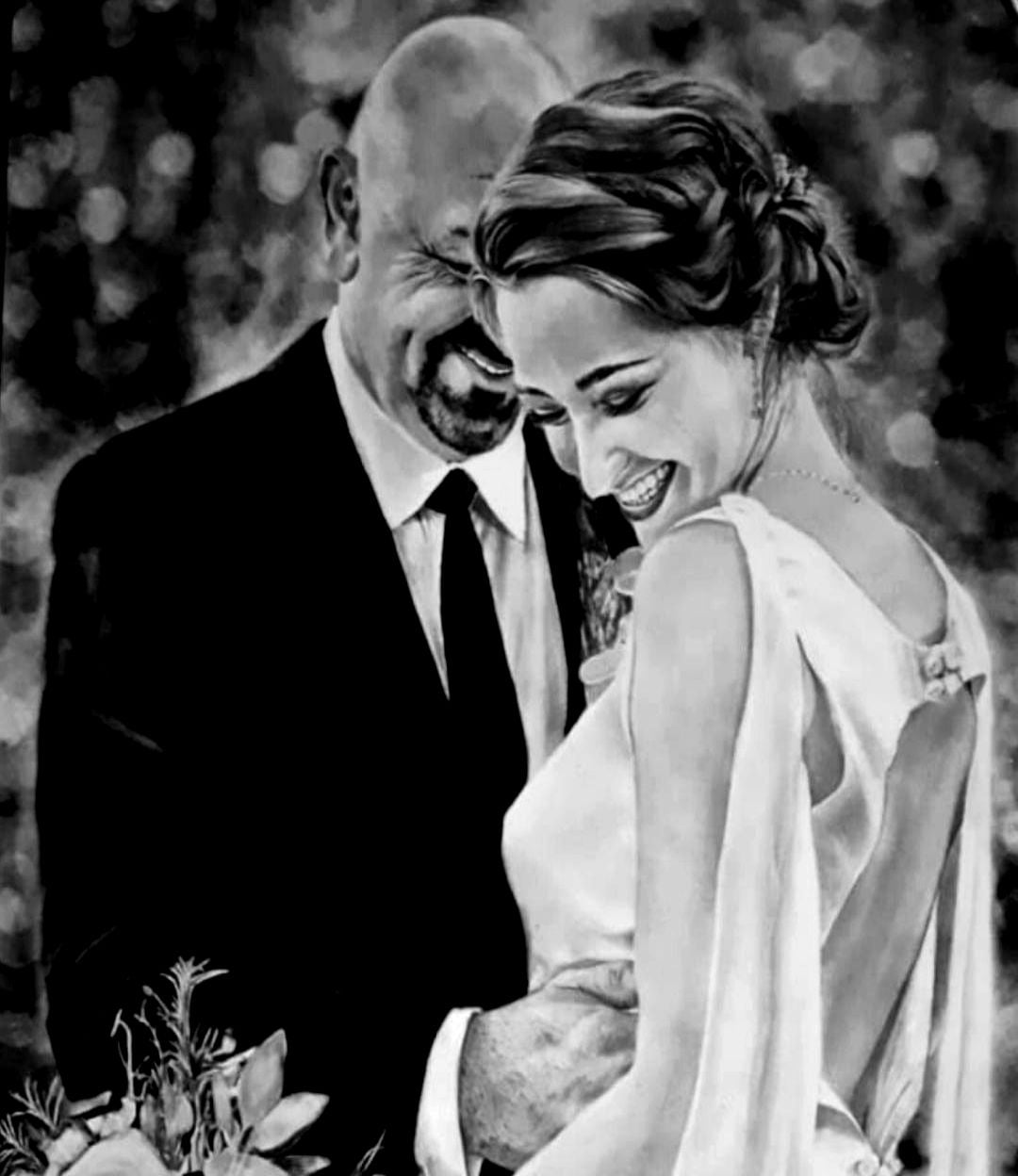 couple Weeding aniversary charcoal portrait paintings