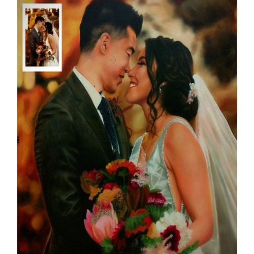 Customized couple weeding aniversary oil portrait painting