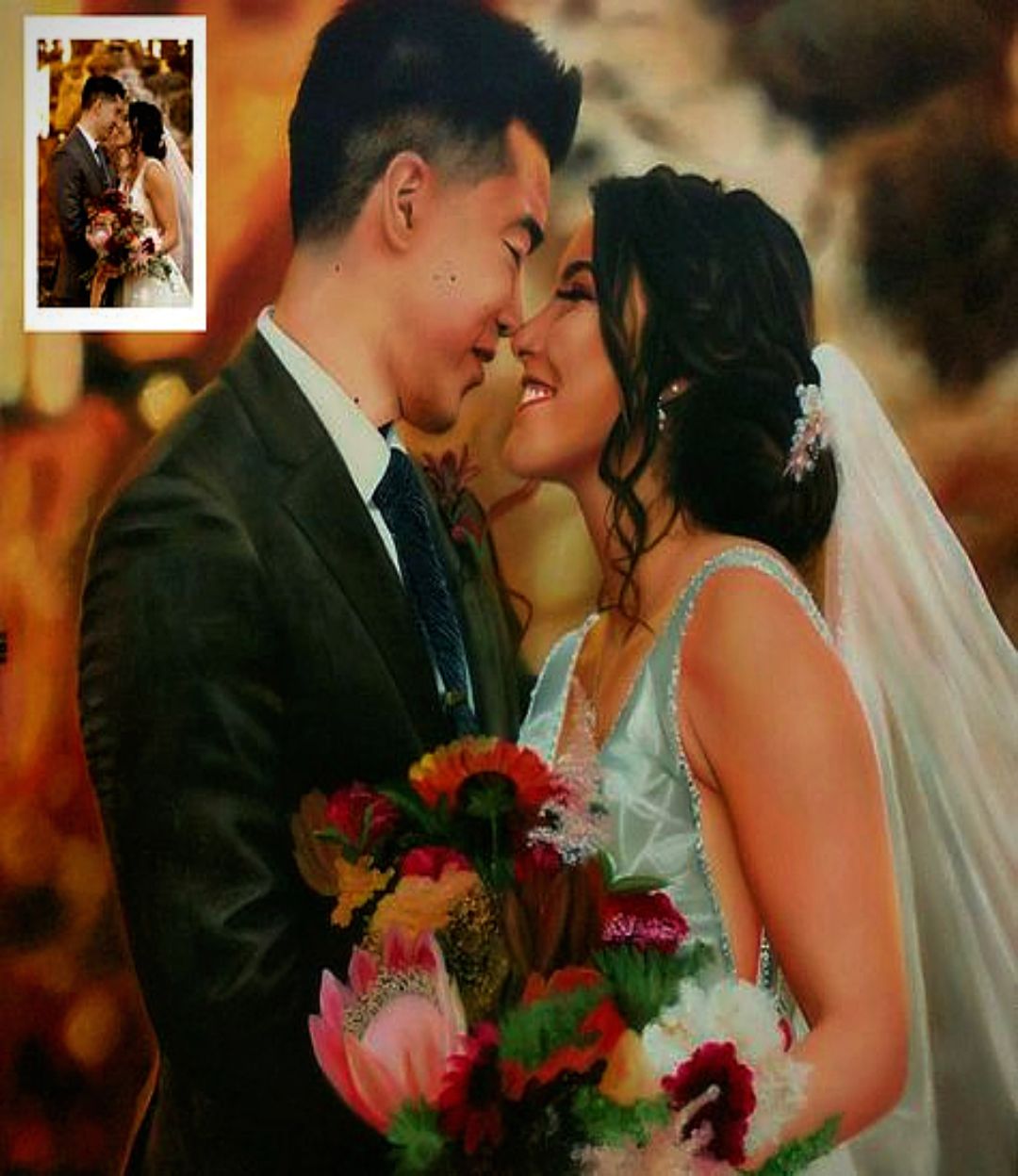Customized couple weeding aniversary oil portrait painting