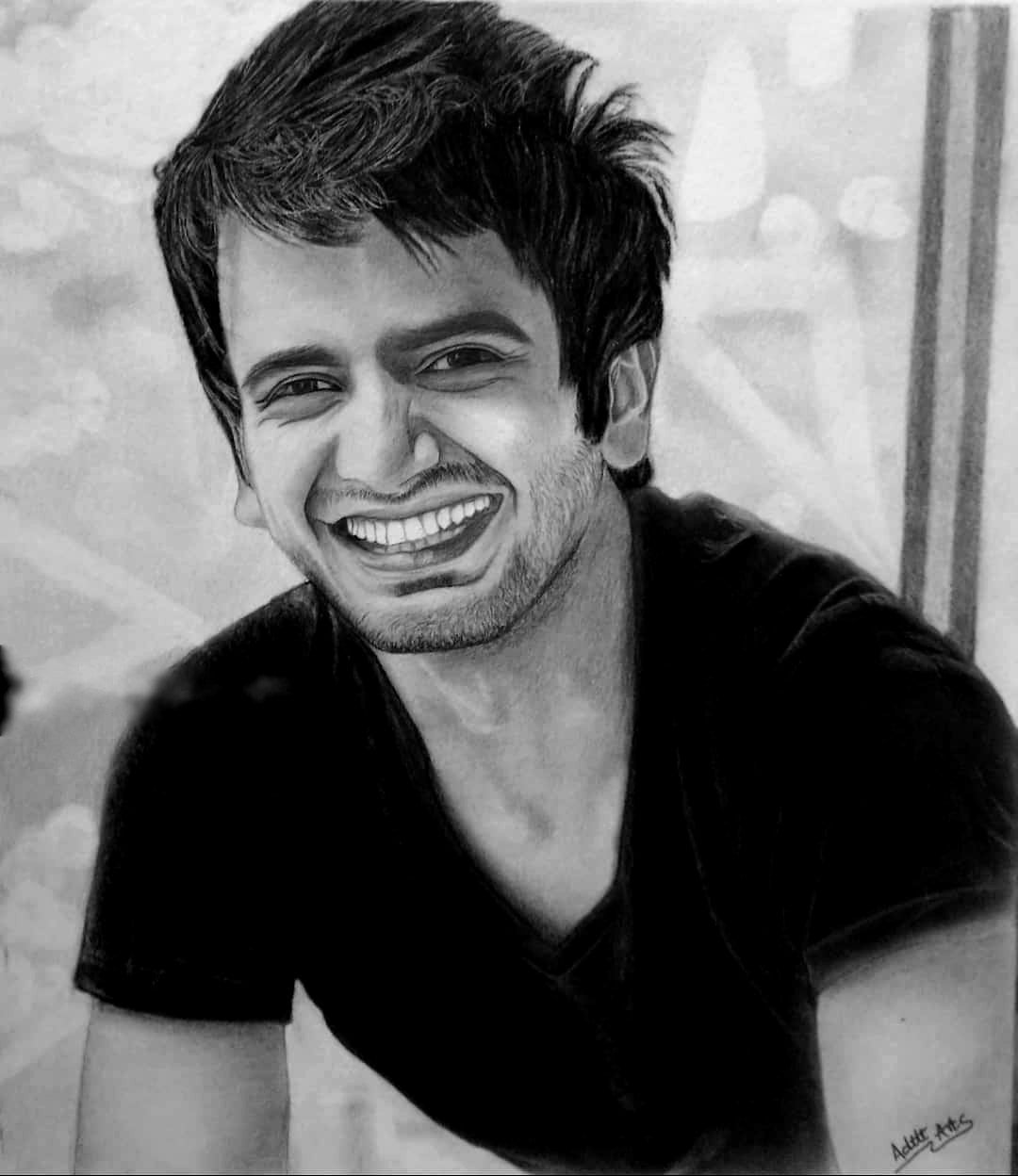 CUTE BOY IN PENCIL SKETCH / Charcoal Painting From Photo