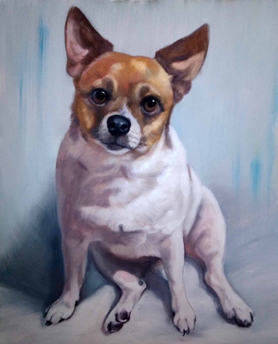 dog oil portrait painting