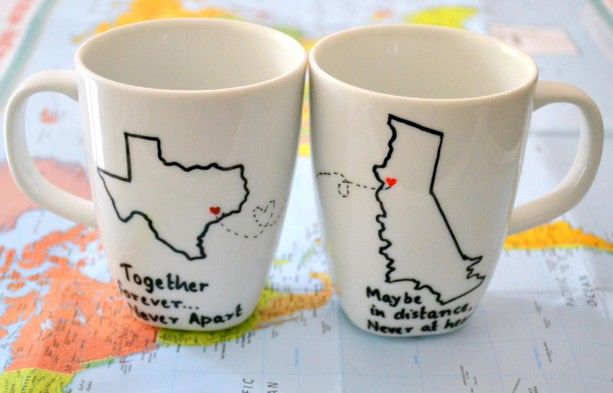 Long Distance State Coffee Mug for girlfriend in diffrent state-Long distance relationships gift