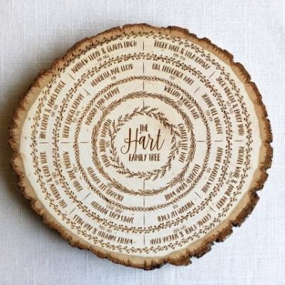 family wood slice gift for family