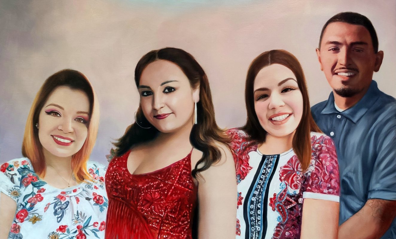 Family Oil Portrait painting on canvas