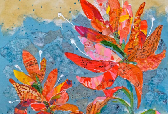 collage painting of flower