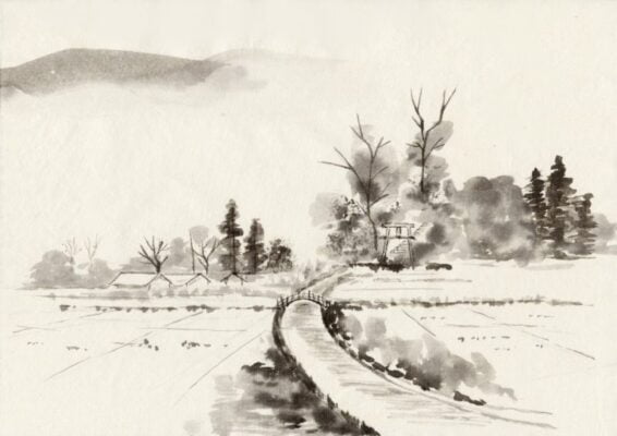 Ink Painting of trees