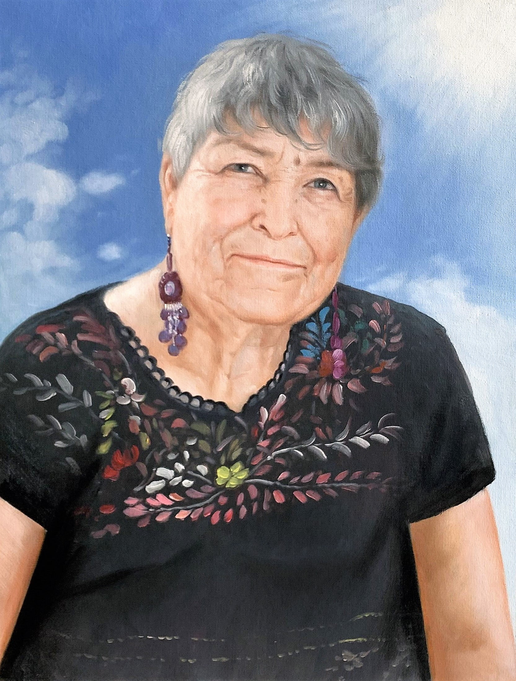old lady oil painting