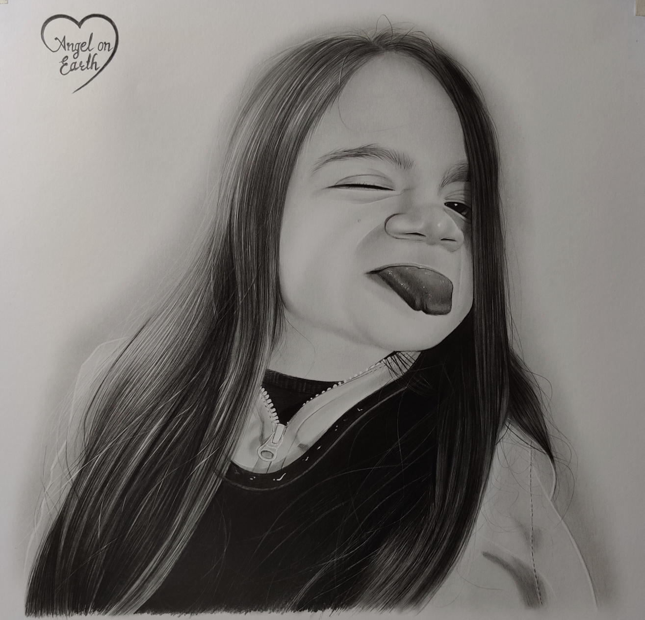 smiling girl pencil sketch